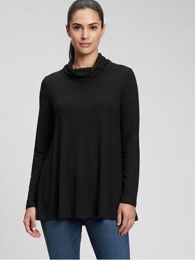 All Saints Black Cowl-Neck Swing Knit Top